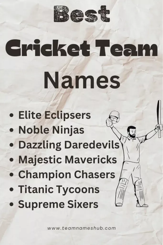 List of Best Cricket Team Names